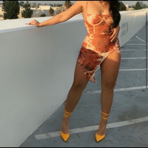 High slit - sheer dress - Picture 1 of 11